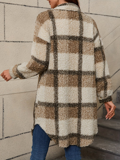 Aruni Fuzzy Plaid Coat