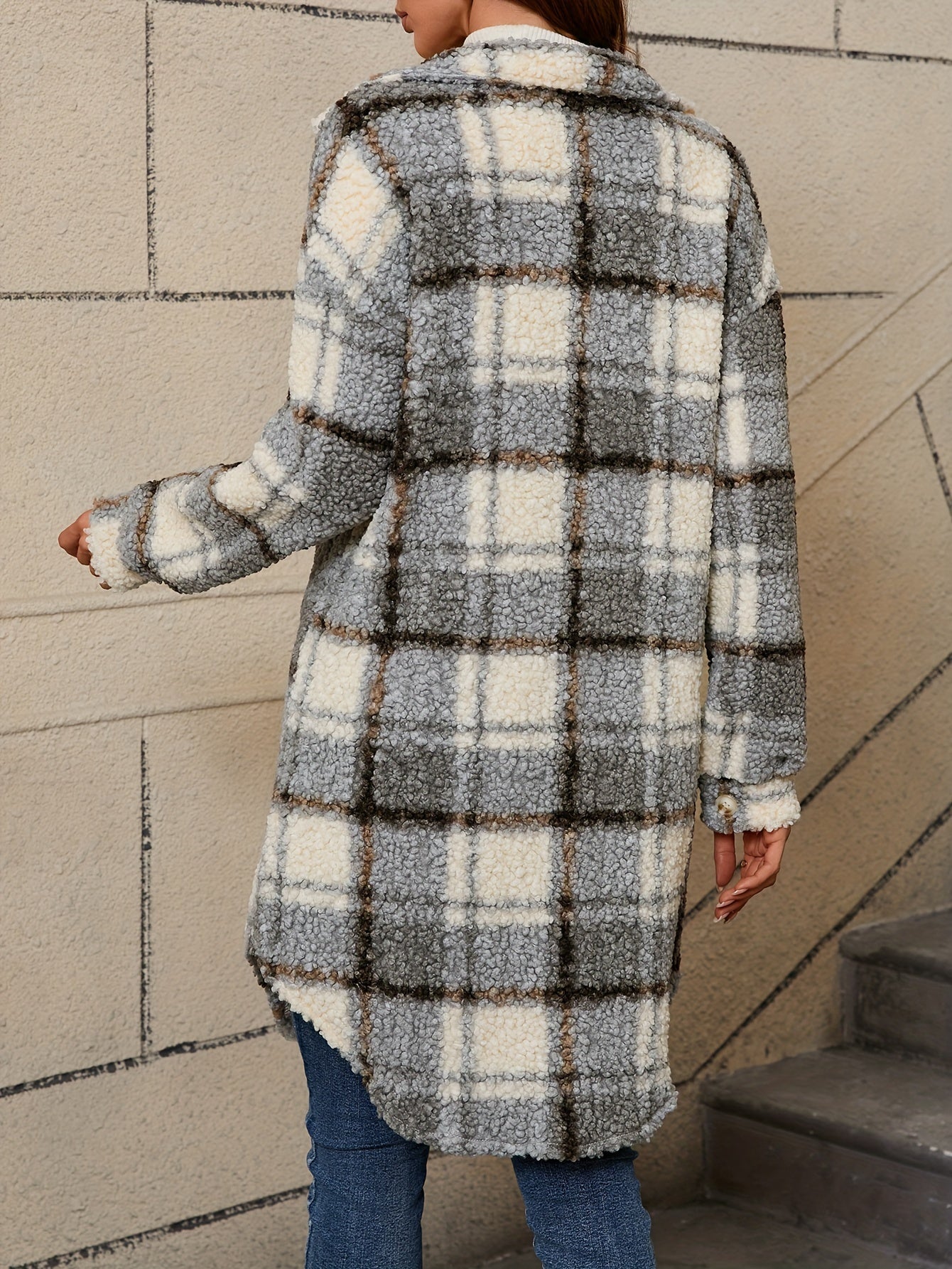 Aruni Fuzzy Plaid Coat