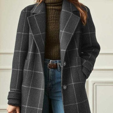 Valeria Elegant Wool Check Coat