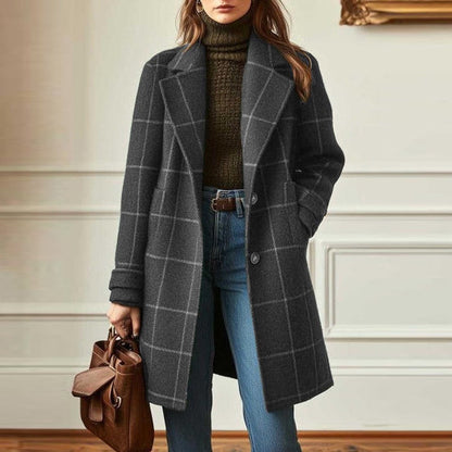 Valeria Elegant Wool Check Coat