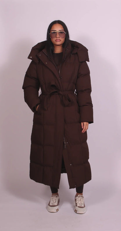 Carmen - Long Belted Puffer Coat
