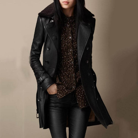 Calyssa Long Leather Coat
