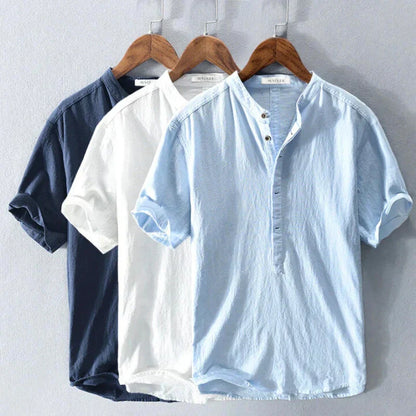 Santorini Luxury Linen Button-Up