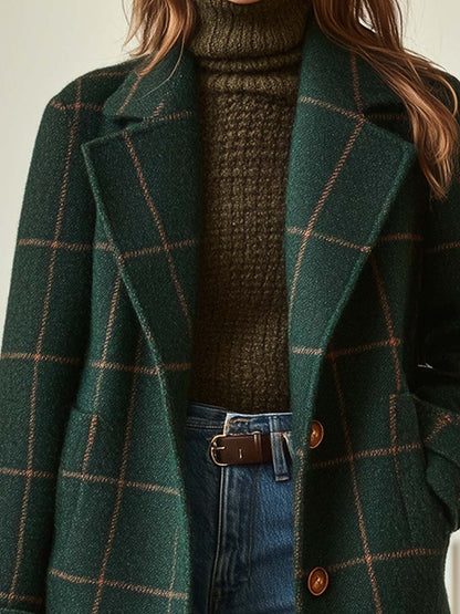 Valeria Elegant Wool Check Coat