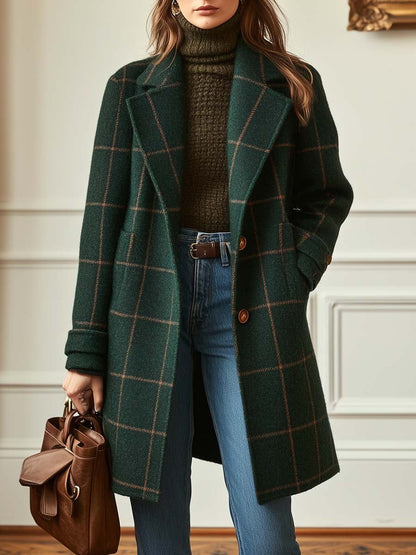Valeria Elegant Wool Check Coat