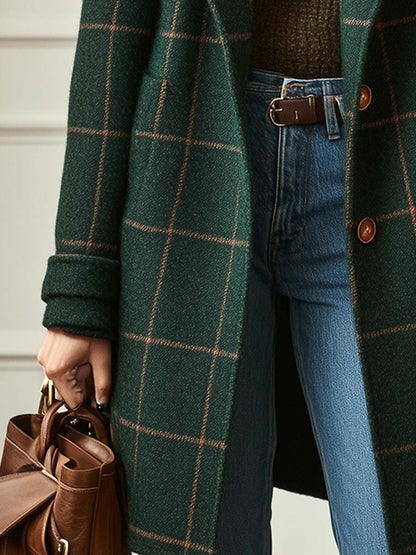 Valeria Elegant Wool Check Coat