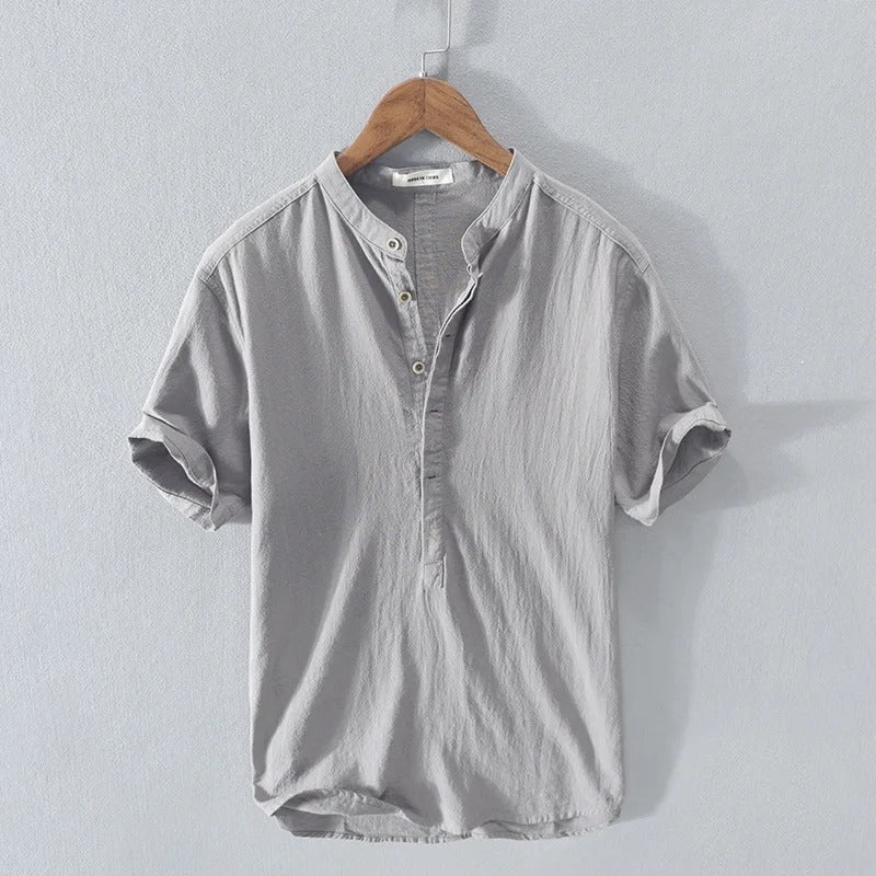 Santorini Luxury Linen Button-Up