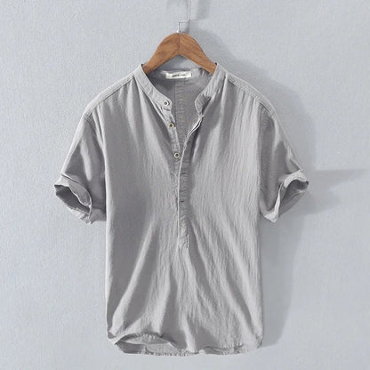 Santorini Luxury Linen Button-Up