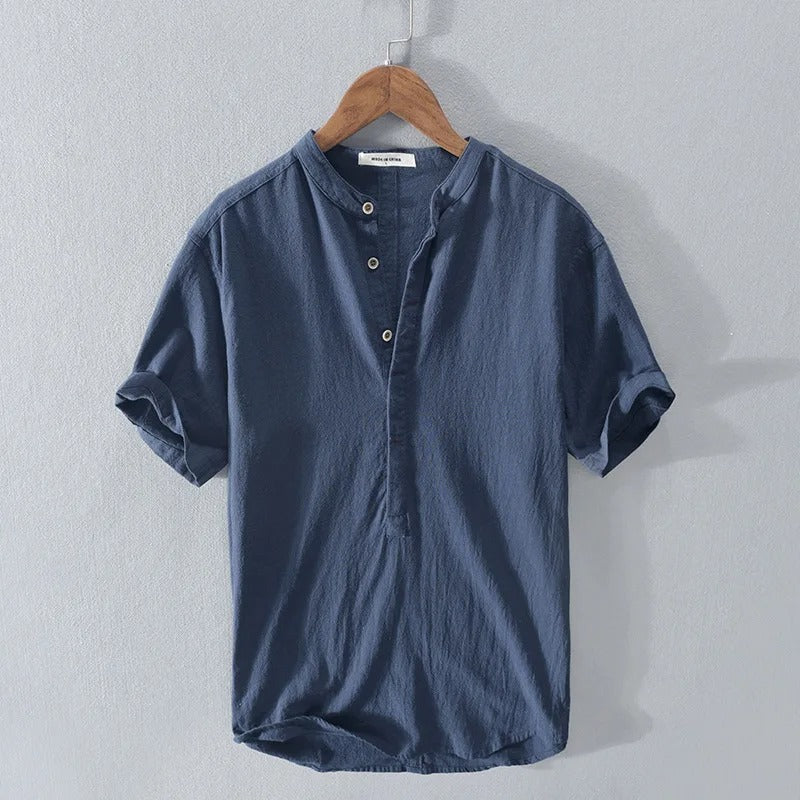 Santorini Luxury Linen Button-Up