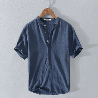 Santorini Luxury Linen Button-Up
