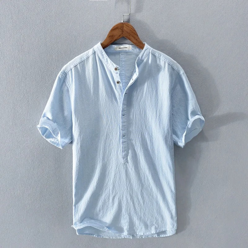 Santorini Luxury Linen Button-Up