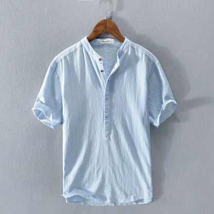 Santorini Luxury Linen Button-Up